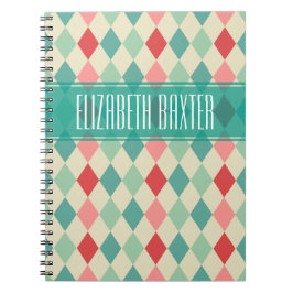 Retro Harlequin Geometric Personalisiert Notizblock