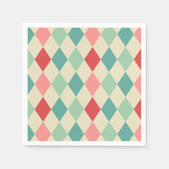 Retro Harlequin Geometrisches Muster Serviette (Vorderseite)