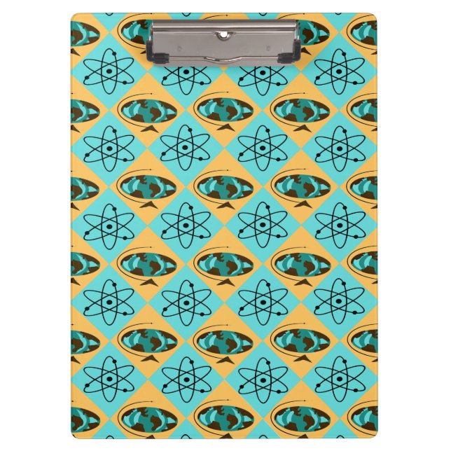 Retro Harlequin Globe Trotter Clipboard Klemmbrett (Vorderseite)