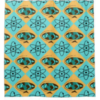 Retro Harlequin Globe Trotter Duschvorhang