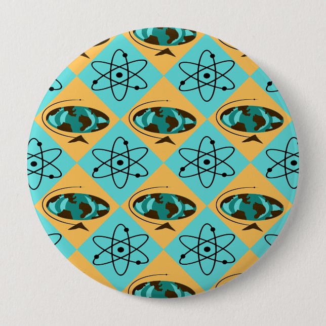 Retro Harlequin Globe Trotter Round Button (Vorderseite)
