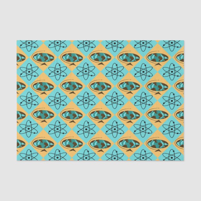 Retro Harlequin Globe Trotter Tissue Paper Seidenpapier (Vorderseite)