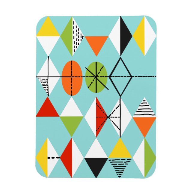 Retro Harlequin Muster Flexi Magnet (Vertikal)