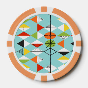 Retro Harlequin Pattern Poker Chips