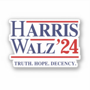 Retro Harris Walz '24 - Truth Hope Decency Aufkleber