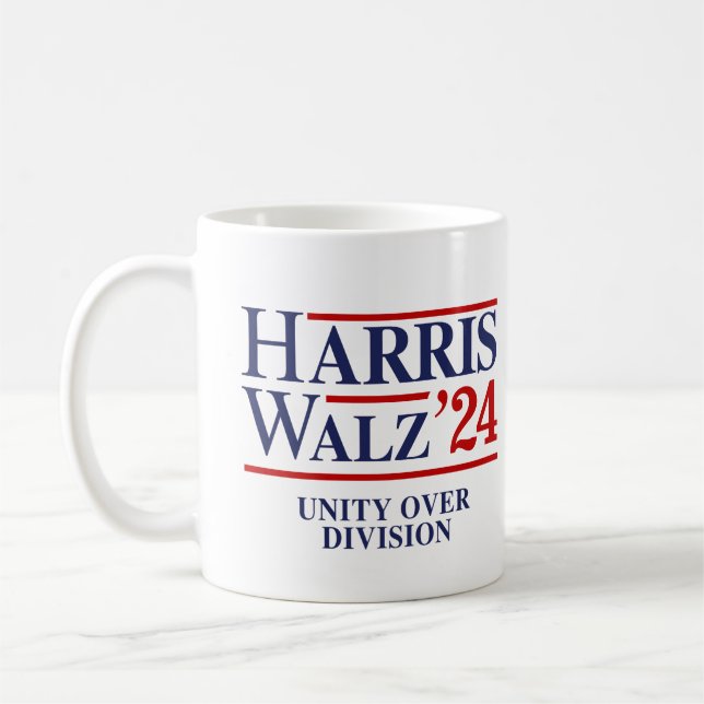 Retro Harris Walz '24 - Unity over Division Kaffeetasse (Links)