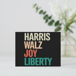 Retro Harris Walzer 2024 Harris Walz Freude Freihe Postkarte