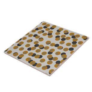 Retro Harvest Gold Mid-Century Punkte Fliese