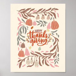 Retro Harvest Happy Thanksgiving Poster
