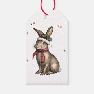 RETRO-HASE MIT WEIHNACHTSMANNMÜTZE GESCHENKANHÄNGE GESCHENKANHÄNGER