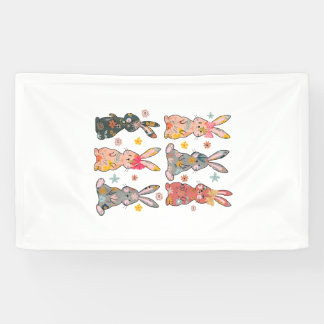 Retro-Hasen-Blumen-Hase-Ostern Da Banner