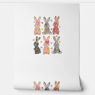 Retro-Hasen-Blumen-Hase-Ostern Da Tapete