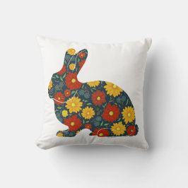 Retro-Hasen und Blume Kissen
