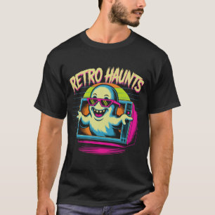 Retro Haunts 80er Ghost Shirt Funny Vaporwave Ha