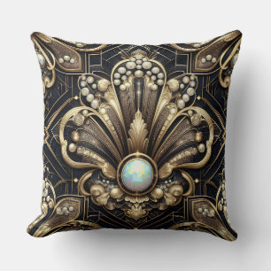 Retro-Hausakzente Schwarz-goldener Art Deco Kissen