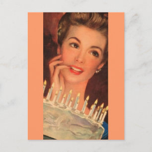 Retro-Hausfrau Geburtstag Postkarte