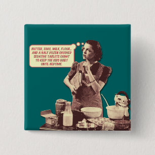 Retro Hausfrau-Knopf - Sleepytime Kuchen Button