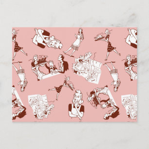 Retro Hausfrau Postkarte