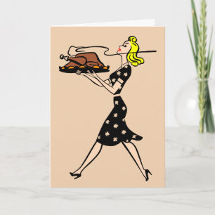 RETRO-HAUSFRAU-THANKSGIVING-KARTEN KARTE
