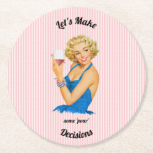 Retro Hausfrau Wein Rosa Streifen