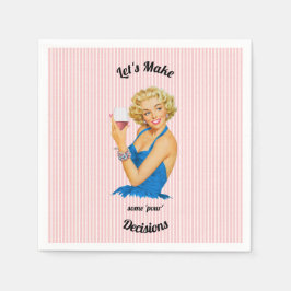 Retro Hausfrau Wein Rosa Streifen Serviette