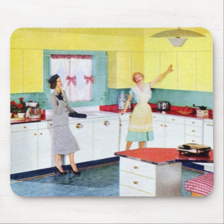 Retro Hausfrauen in Küche Mousepad