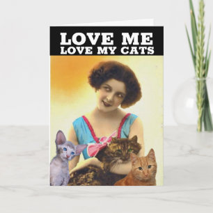 RETRO-HAUSHÄLTERIN KATZE HALLO-GRUßKARTE KARTE