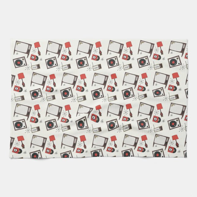 Retro-Haushaltsdesigns Geschirrtuch (Horizontal)