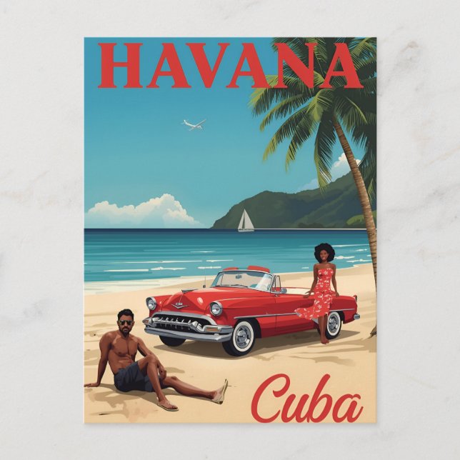 Retro Havana Beach Vibes Postkarte (Vorderseite)