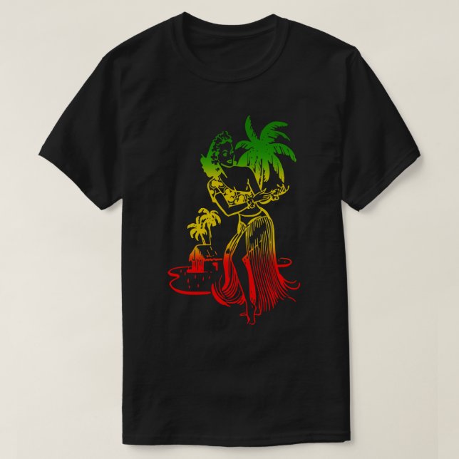 Retro Hawaii Hula Dancer T-Shirt (Design vorne)