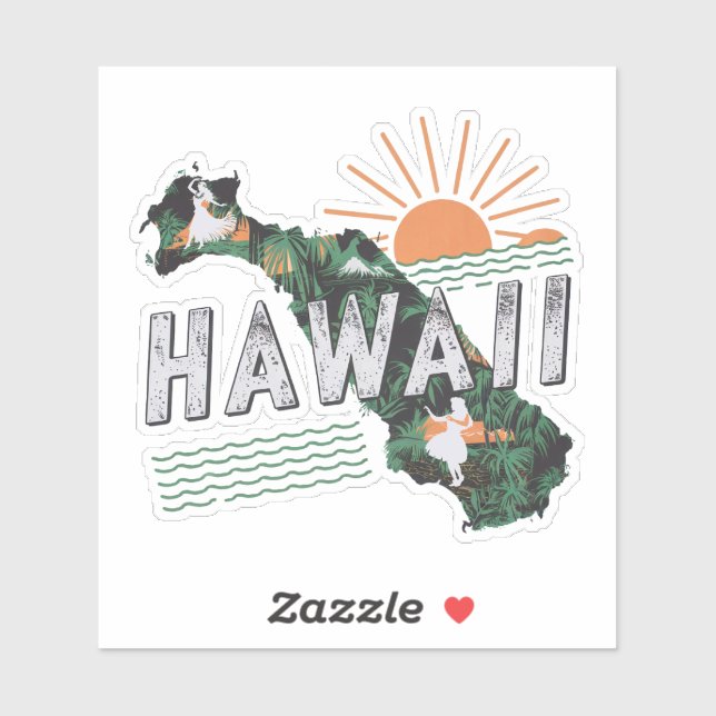 Retro Hawaii Staat Sticker (Blatt)