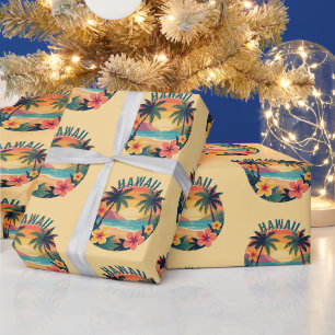 Retro Hawaii Tropischer Strand Geschenkpapier