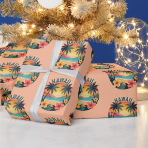 Retro Hawaii Tropischer Strand Geschenkpapier