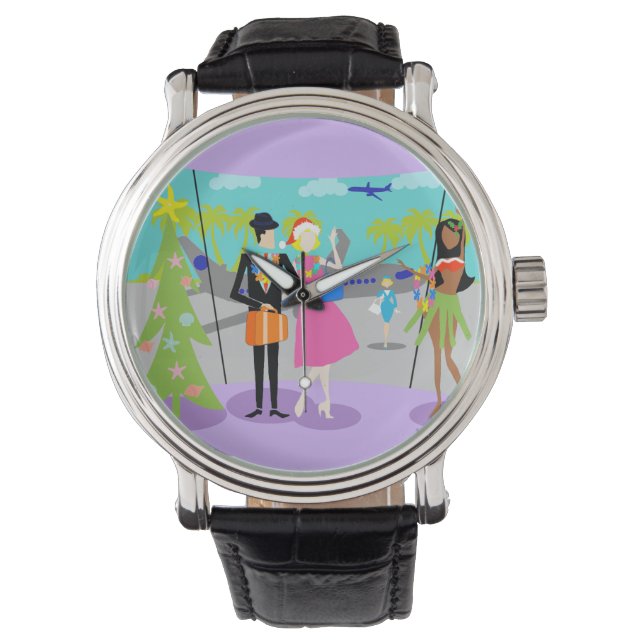 Retro Hawaiian Christmas Watch Armbanduhr (Vorderseite)