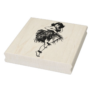 Retro Hawaiian Dancer Rubber Art Briefmarke Gummistempel