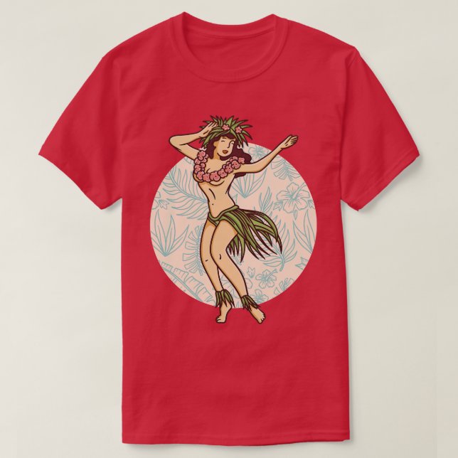 Retro Hawaiian Hula Girl Dancer T-Shirt (Design vorne)