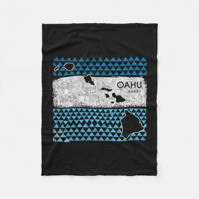Retro Hawaiian Island Oahu Hawaii Volcano Vacation Fleecedecke (Vorderseite)