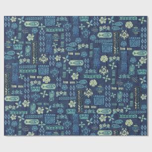 Retro Hawaiian Tiki Icons Geschenkpapier