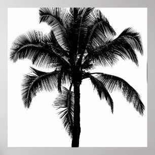 Retro Hawaiianische Tropische Palmenbaum-Silhouett Poster