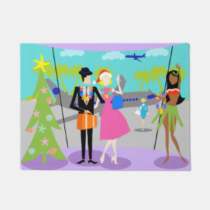 Retro hawaiische Weihnachtstür-Matte Fußmatte