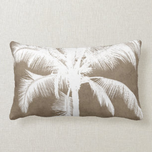 Retro hawaiisches tropisches Palme-Silhouette-Weiß Lendenkissen