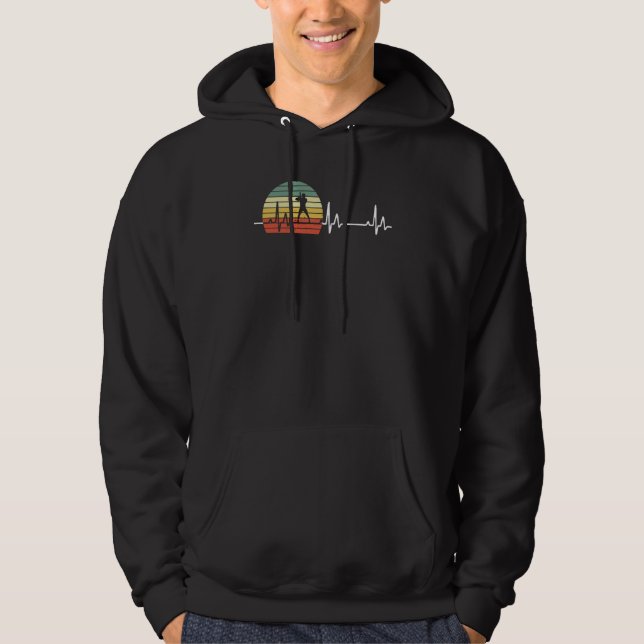 Retro Heartbeat Baseball Baseball Player Love Base Hoodie (Vorderseite)