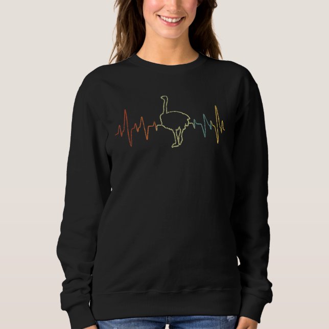 Retro Heartbeat Ostrich   Ostrich Retro Sweatshirt (Vorderseite)