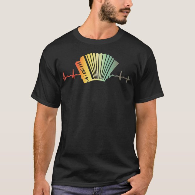 Retro Heartbeat Piano Air Accordion Squeezebox T-Shirt (Vorderseite)