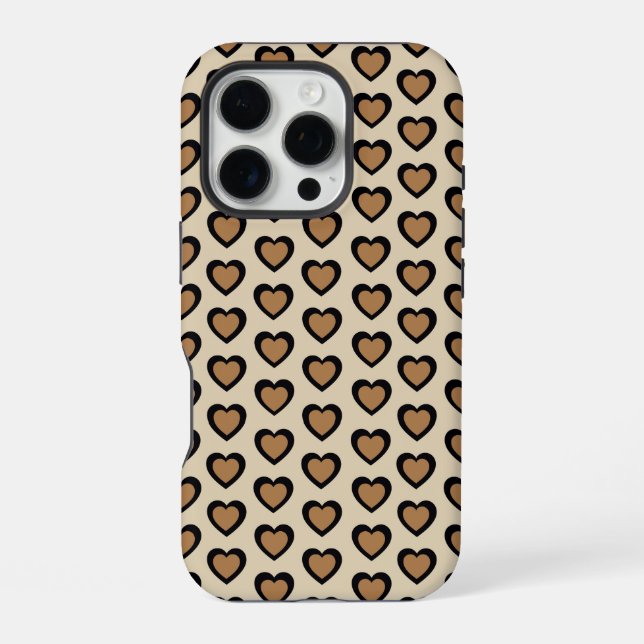 Retro Hearts Leopard iPhone 16 Pro Hülle (Rückseite)