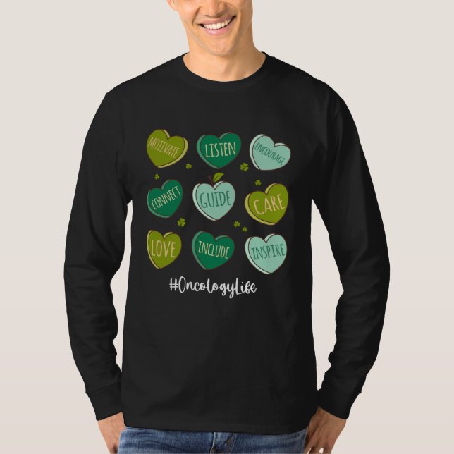 Retro Hearts Oncology Nurse Life  St Patrick s Day T-Shirt (Vorderseite)
