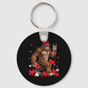 Retro Heat Liebe Friedenszeichen Bigfoot Sasquatch Schlüsselanhänger