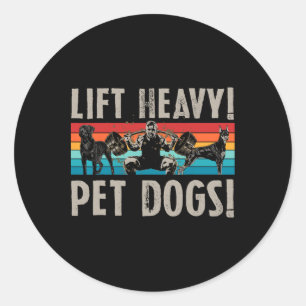 Retro-Heben schwerer Haustiere Hunde Bodybuilding Runder Aufkleber