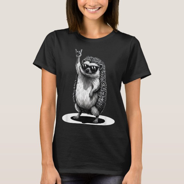 Retro Hedgehog Rock Music Men Kids Women Funny Ani T-Shirt (Vorderseite)