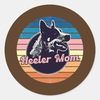 Retro Heeler Mama Australischer Cattle Hund 60er 7 Runder Aufkleber